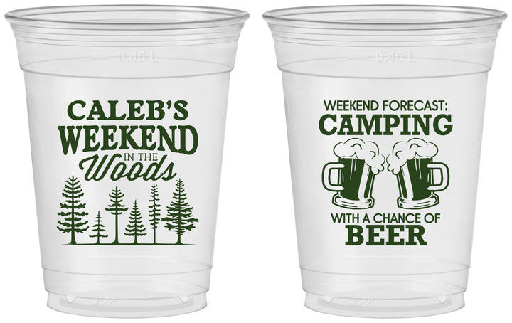 Custom Bachelor Party 16 oz Soft Sided Clear Cups - Camping | 40091
