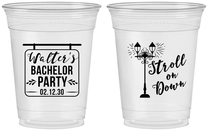 Custom Bachelor Party 16 oz Soft Sided Clear Cups - Mardi Gras | 40092