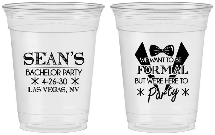 Custom Bachelor Party 16 oz Soft Sided Clear Cups - Forma | 40098