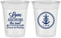 Custom Wedding 16 oz Soft Sided Clear Cups - Love Anchors The Soul | 405