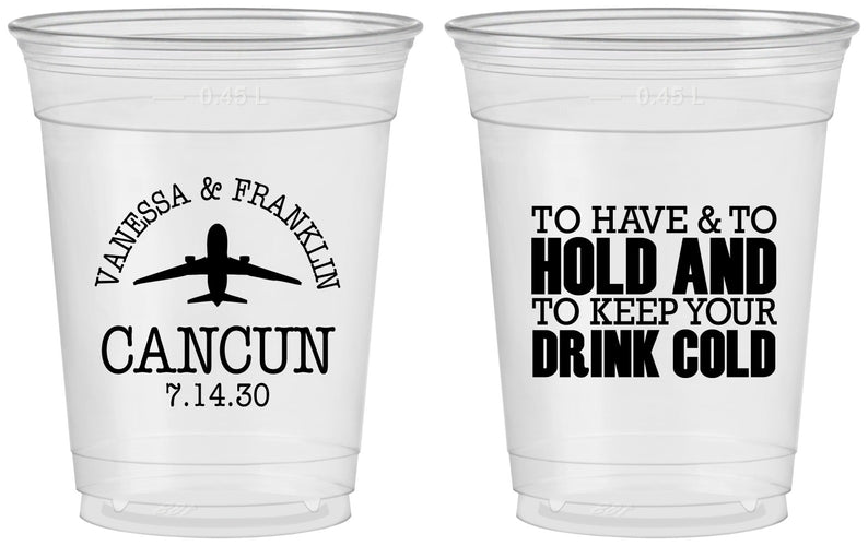 Custom Wedding 16 oz Soft Sided Clear Cups - To Have And To Hold | 408