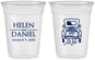 Custom Wedding 16 oz Soft Sided Clear Cups - Just Married Old Car | 413