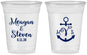 Custom Wedding 16 oz Soft Sided Clear Cups - Monogram Nautical | 414