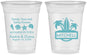 Custom Wedding 16 oz Soft Sided Clear Cups - Sandy Toes Salty Kisses | 419