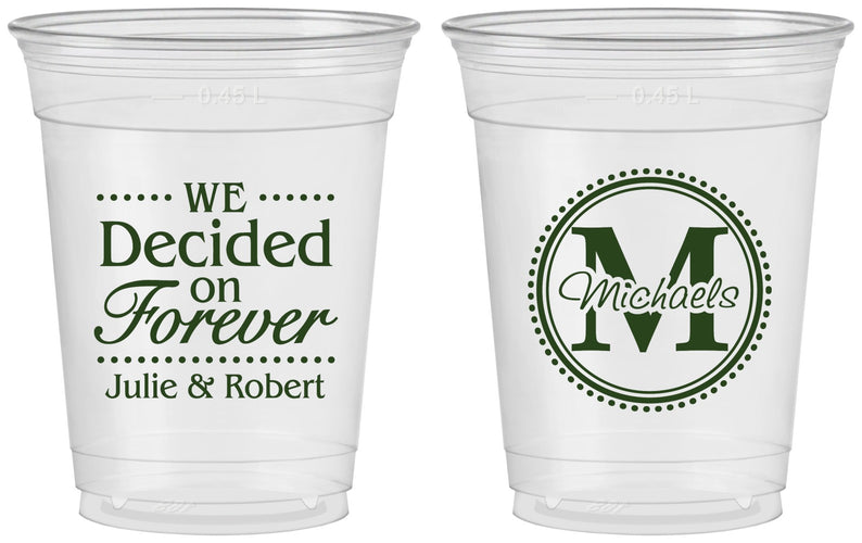 Custom Wedding 16 oz Soft Sided Clear Cups - Monogram | 435