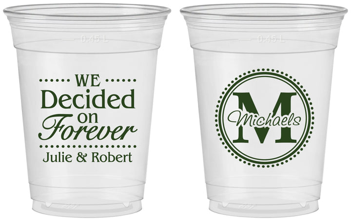Custom Wedding 16 oz Soft Sided Clear Cups - Monogram | 435