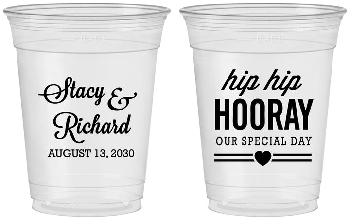 Custom Wedding 16 oz Soft Sided Clear Cups - Hip Hop Hooray | 436