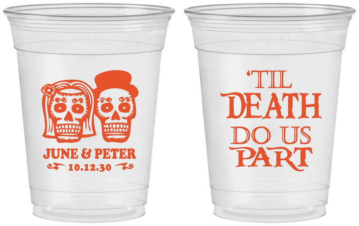 Custom Wedding 16 oz Soft Sided Clear Cups - Til Death Do Us Part | 441