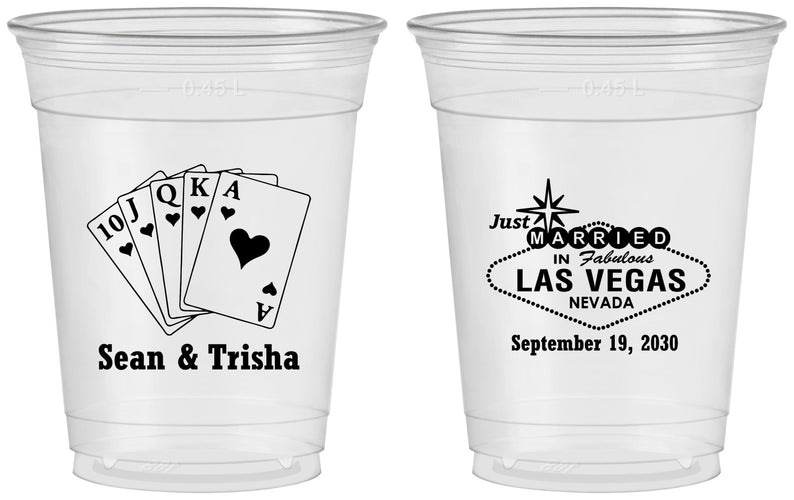 Custom Wedding 16 oz Soft Sided Clear Cups - Las Vegas | 453