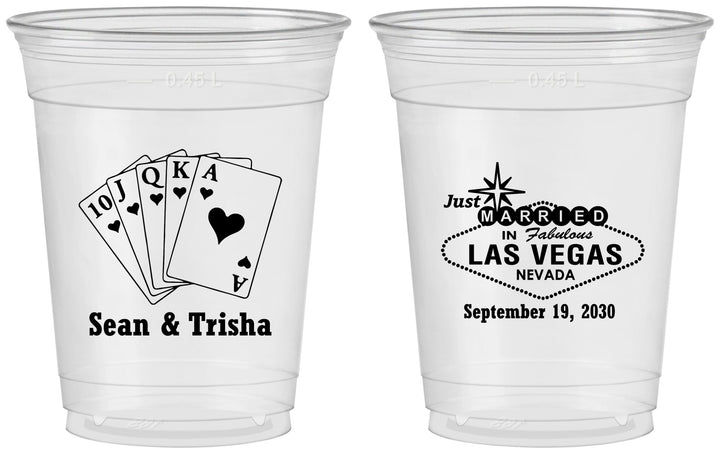 Custom Wedding 16 oz Soft Sided Clear Cups - Las Vegas | 453
