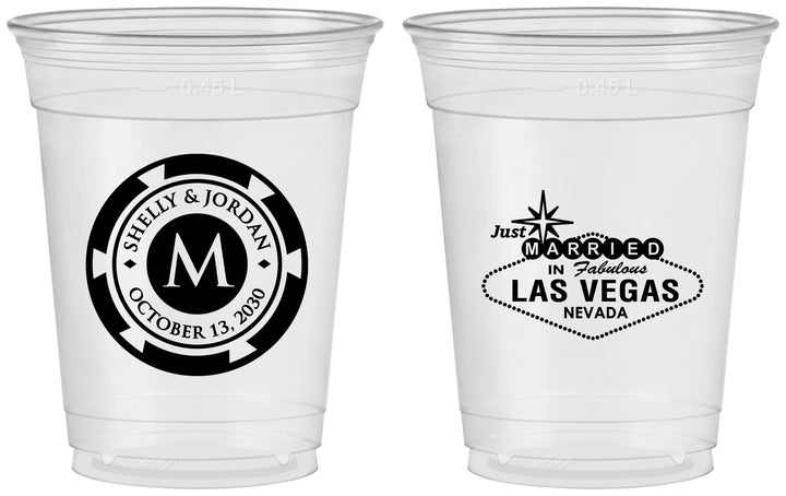 Custom Wedding 16 oz Soft Sided Clear Cups - Las Vegas | 454