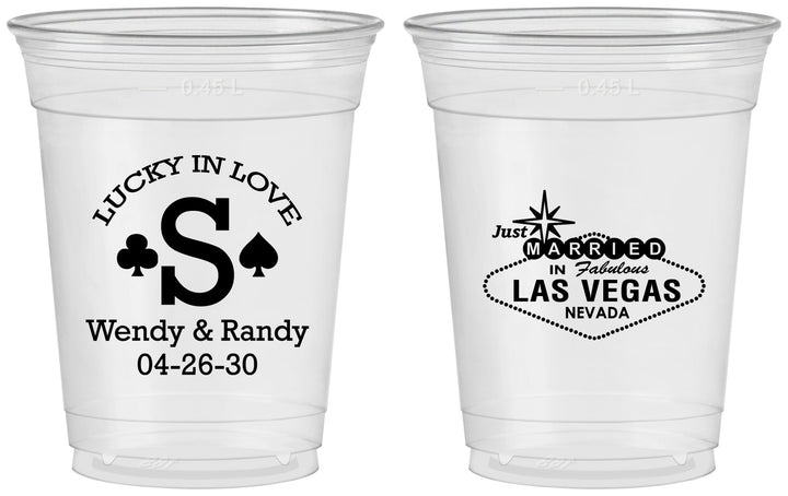 Custom Wedding 16 oz Soft Sided Clear Cups - Las Vegas | 456