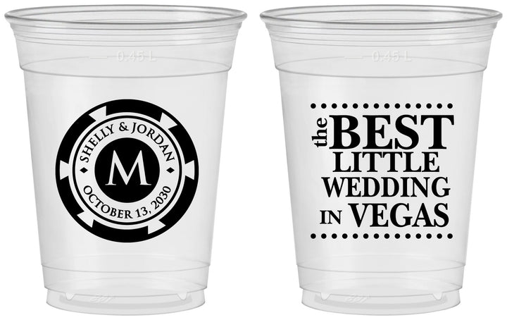 Custom Wedding 16 oz Soft Sided Clear Cups - Las Vegas | 457