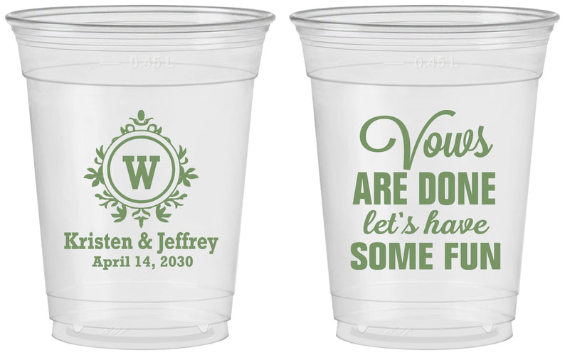 Custom Wedding 16 oz Soft Sided Clear Cups - Monogrammed | 462