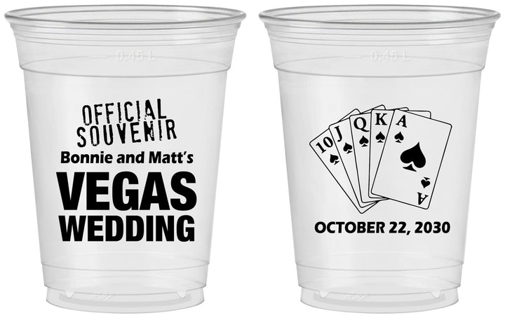 Custom Wedding 16 oz Soft Sided Clear Cups - Las Vegas | 465