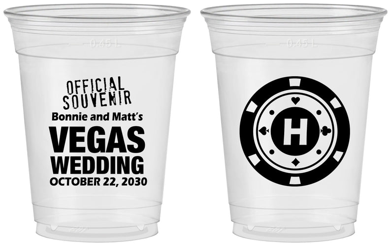 Custom Wedding 16 oz Soft Sided Clear Cups - Las Vegas | 467