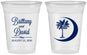 Custom Wedding 16 oz Soft Sided Clear Cups - Palmetto Tree | 478