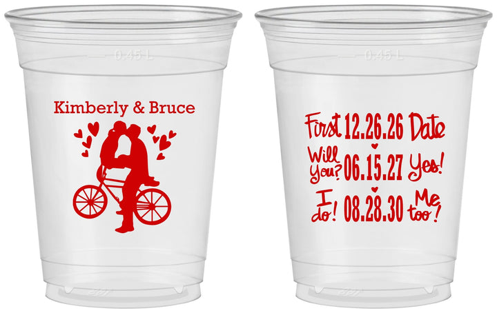 Custom Wedding 16 oz Soft Sided Clear Cups - First Date Will You I Do | 497