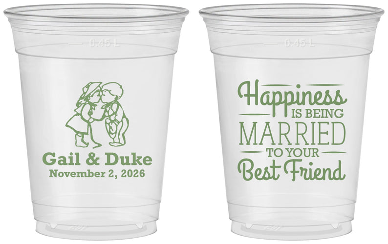 Custom Wedding 16 oz Soft Sided Clear Cups - Best Friend | 499