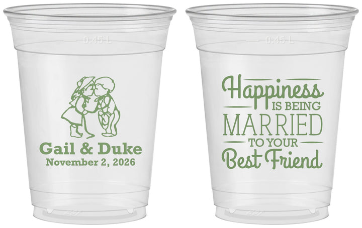 Custom Wedding 16 oz Soft Sided Clear Cups - Best Friend | 499