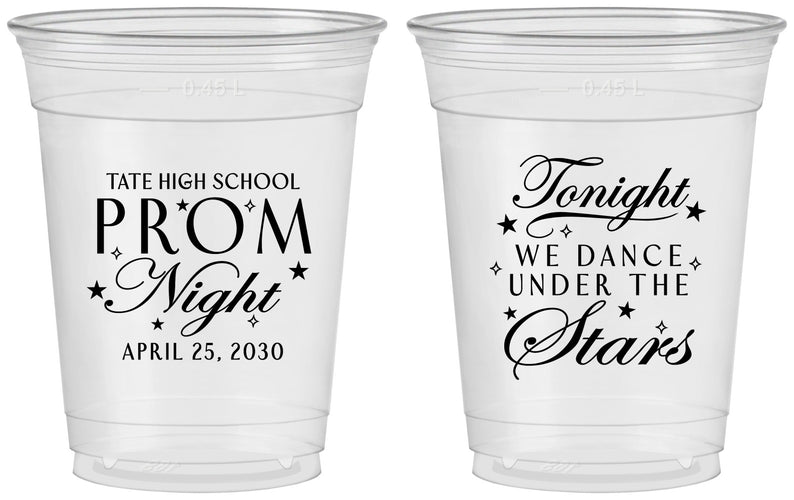 Custom Prom 16 oz Soft Sided Clear Cups - Tonight We Dance | 50000