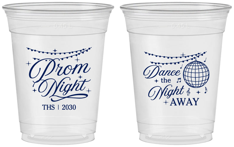 Custom Prom 16 oz Soft Sided Clear Cups - Dance The Night Away | 50001