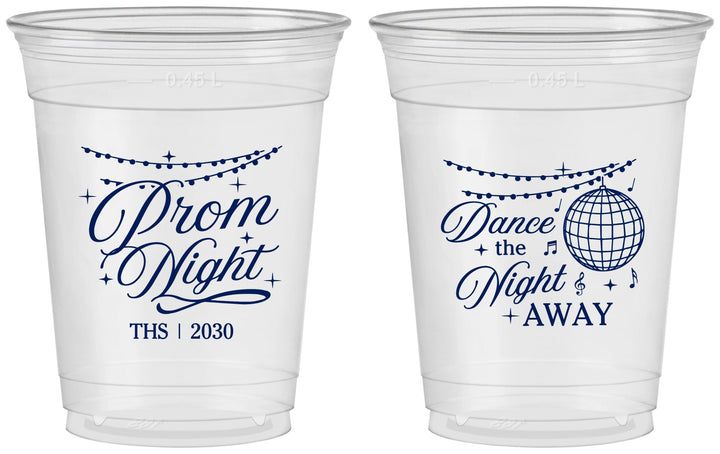 Custom Prom 16 oz Soft Sided Clear Cups - Dance The Night Away | 50001
