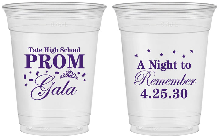 Custom Prom 16 oz Soft Sided Clear Cups - A Night To Remember | 50003