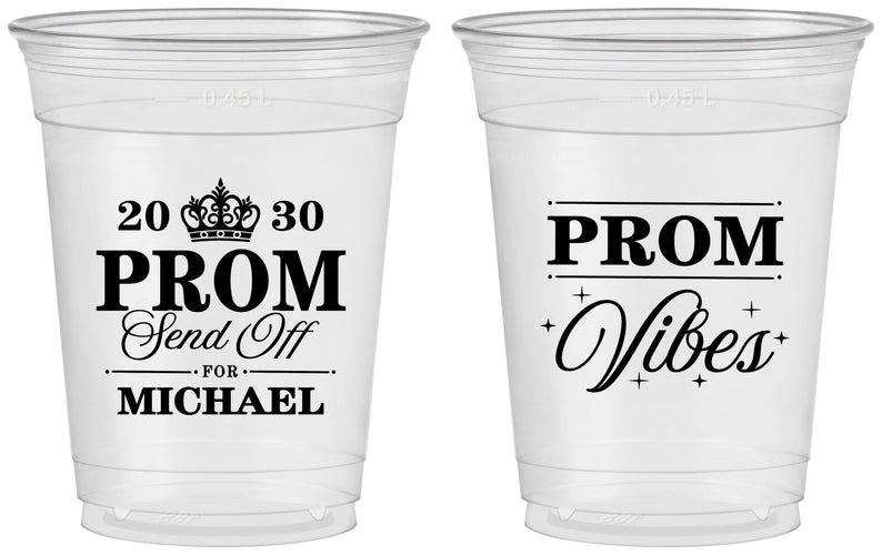 Custom Prom 16 oz Soft Sided Clear Cups - Send Off | 50005