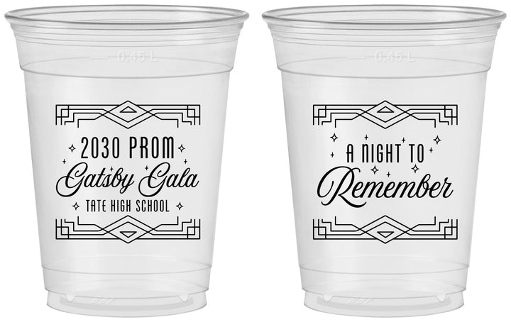 Custom Prom 16 oz Soft Sided Clear Cups - Gatsby Gala | 50012