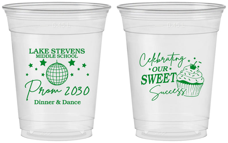 Custom Prom 16 oz Soft Sided Clear Cups - Middle School Dance | 50014