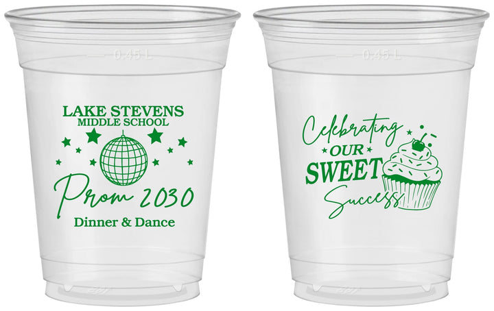 Custom Prom 16 oz Soft Sided Clear Cups - Middle School Dance | 50014