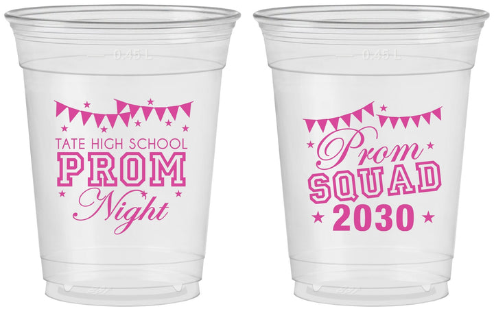 Custom Prom 16 oz Soft Sided Clear Cups - Squad | 50015