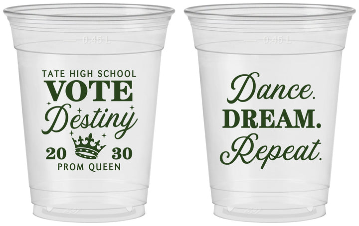 Custom Prom 16 oz Soft Sided Clear Cups - Queen Vote | 50016
