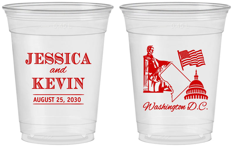 Custom Wedding 16 oz Soft Sided Clear Cups - Washington Dc | 501