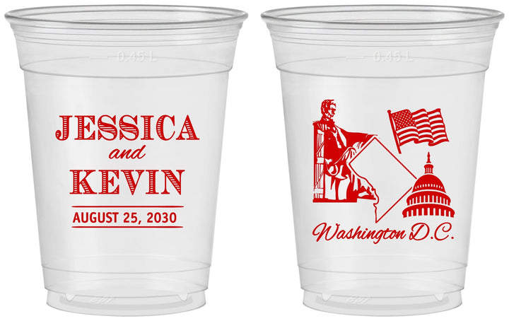 Custom Wedding 16 oz Soft Sided Clear Cups - Washington Dc | 501