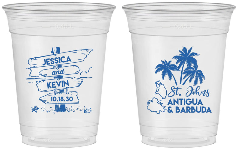 Custom Wedding 16 oz Soft Sided Clear Cups - Antigua And Barbuda | 503