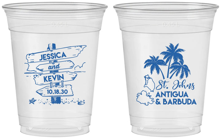 Custom Wedding 16 oz Soft Sided Clear Cups - Antigua And Barbuda | 503