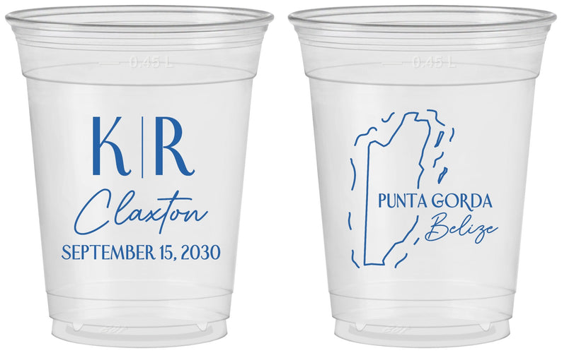 Custom Wedding 16 oz Soft Sided Clear Cups - Belize | 510