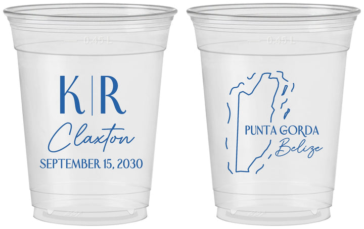 Custom Wedding 16 oz Soft Sided Clear Cups - Belize | 510