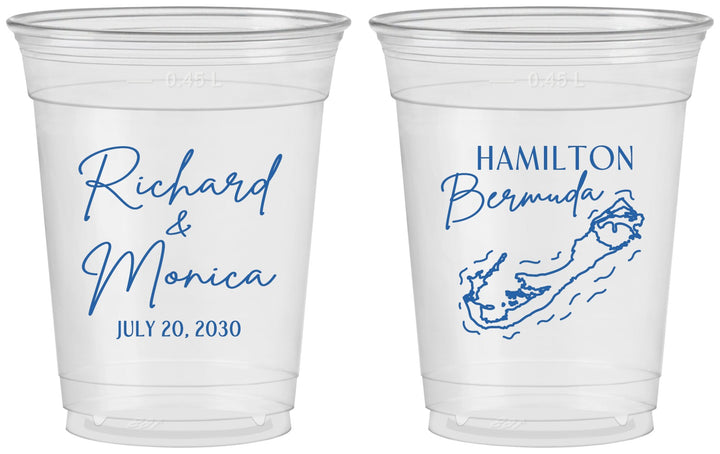 Custom Wedding 16 oz Soft Sided Clear Cups - Bermuda | 512