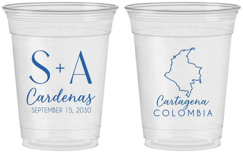Custom Wedding 16 oz Soft Sided Clear Cups - Colombia | 516