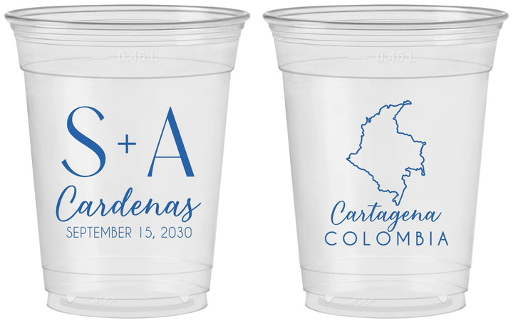 Custom Wedding 16 oz Soft Sided Clear Cups - Colombia | 516