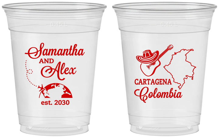 Custom Wedding 16 oz Soft Sided Clear Cups - Colombia | 517