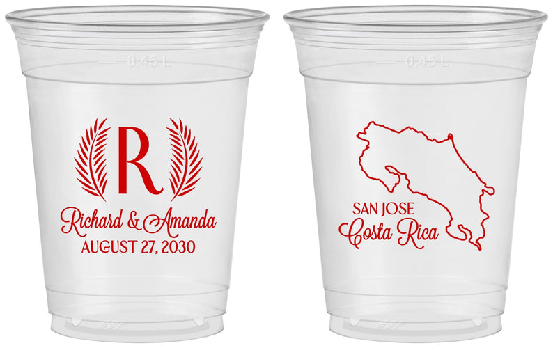 Custom Wedding 16 oz Soft Sided Clear Cups - Costa Rica | 518