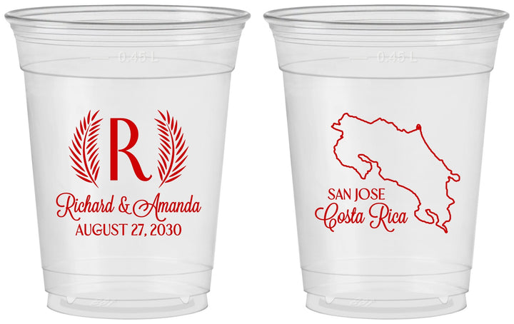 Custom Wedding 16 oz Soft Sided Clear Cups - Costa Rica | 518