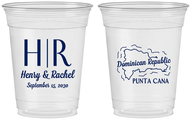 Custom Wedding 16 oz Soft Sided Clear Cups - Domincan Republic | 522