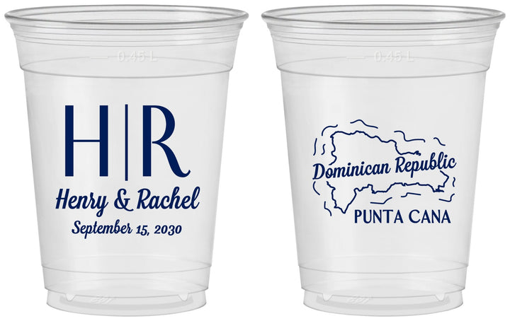 Custom Wedding 16 oz Soft Sided Clear Cups - Domincan Republic | 522