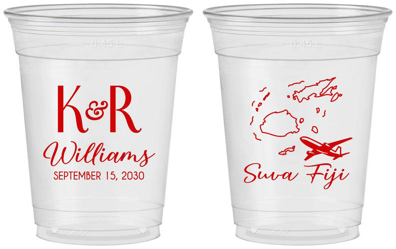 Custom Wedding 16 oz Soft Sided Clear Cups - Fiji | 524