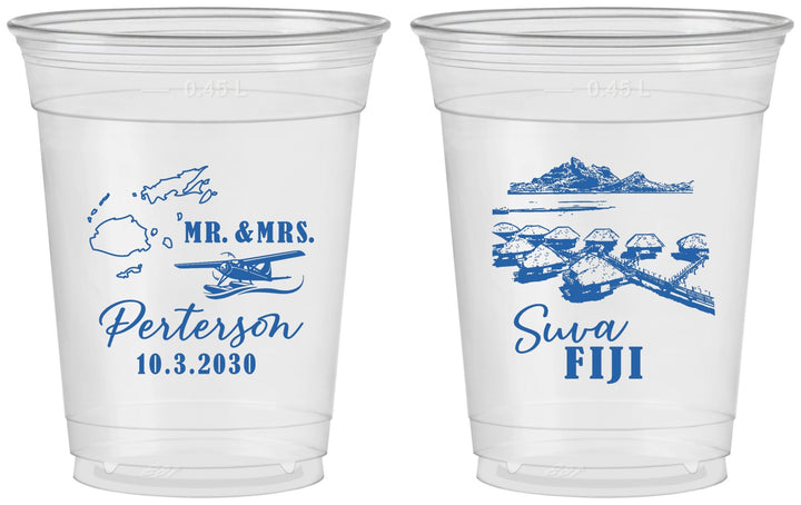 Custom Wedding 16 oz Soft Sided Clear Cups - Fiji | 525